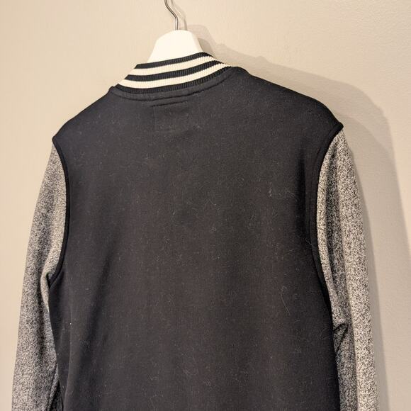 Roots Bomber Varsity Jacket Gray Black Fleece Classic Retro Style - Size S - Picture 5 of 9